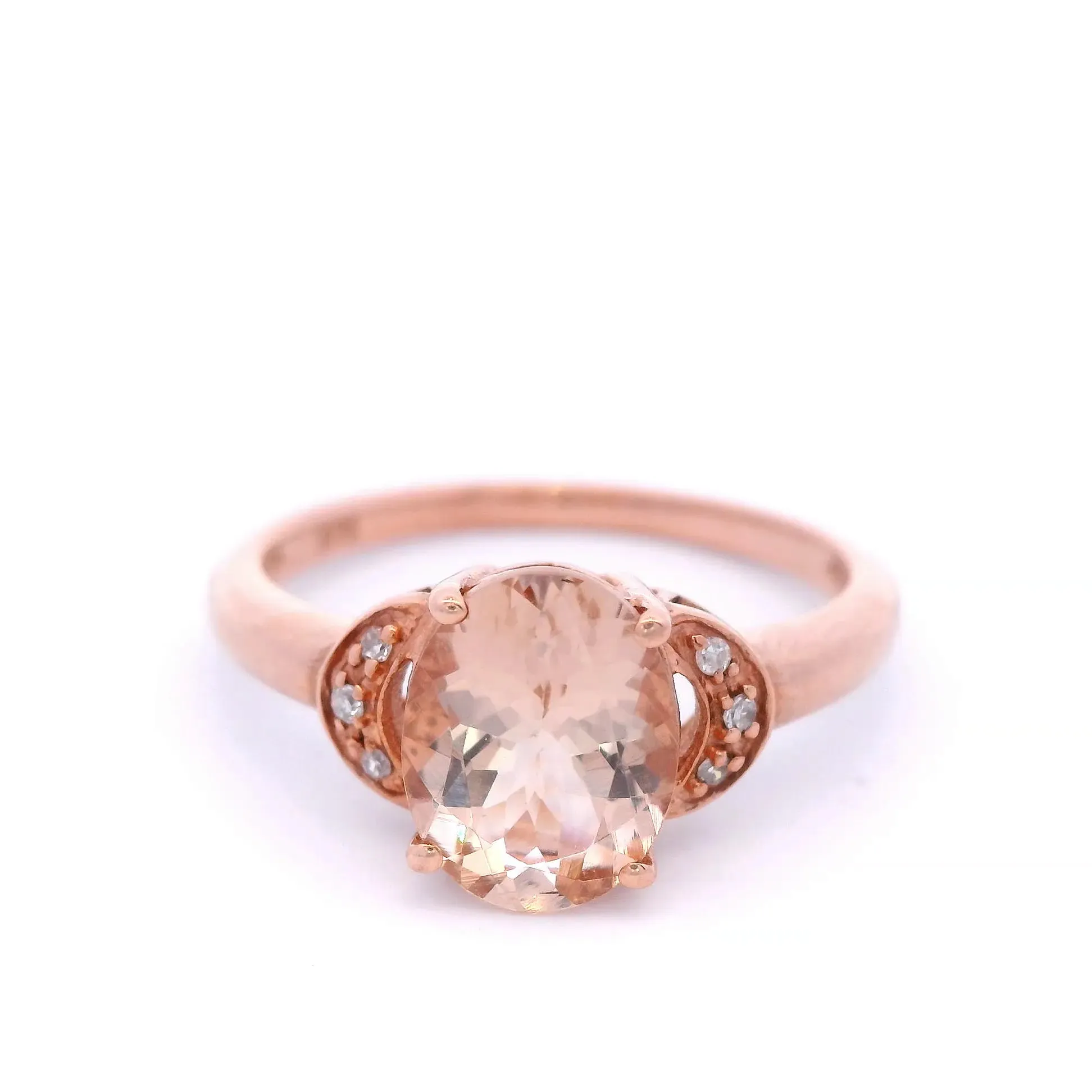 Cushion Cut Morganite and Diamond Ring in Rose Gold