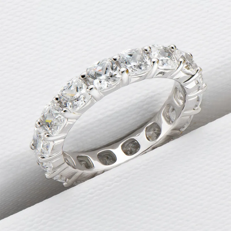 Cushion Cut Natural Moissanite Full Eternity Ring
