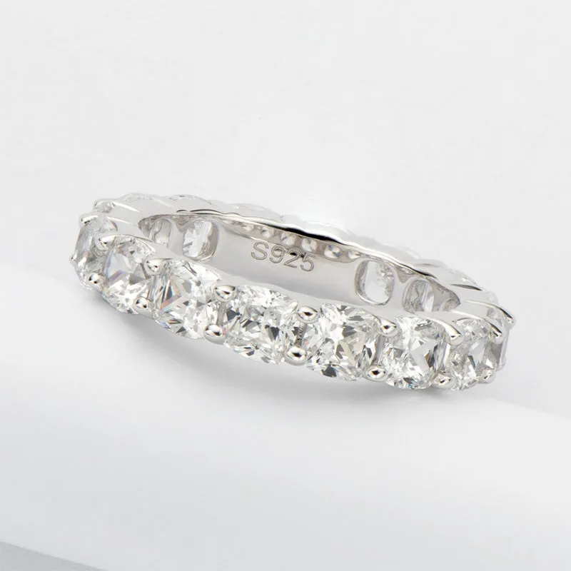 Cushion Cut Natural Moissanite Full Eternity Ring