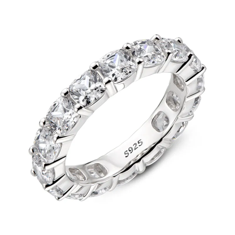 Cushion Cut Natural Moissanite Full Eternity Ring