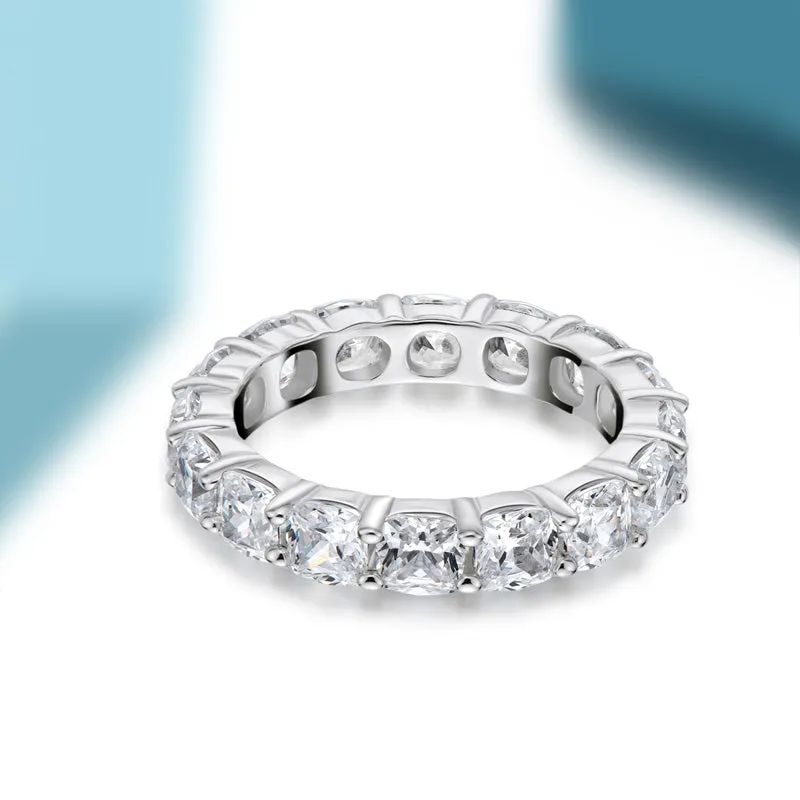 Cushion Cut Natural Moissanite Full Eternity Ring