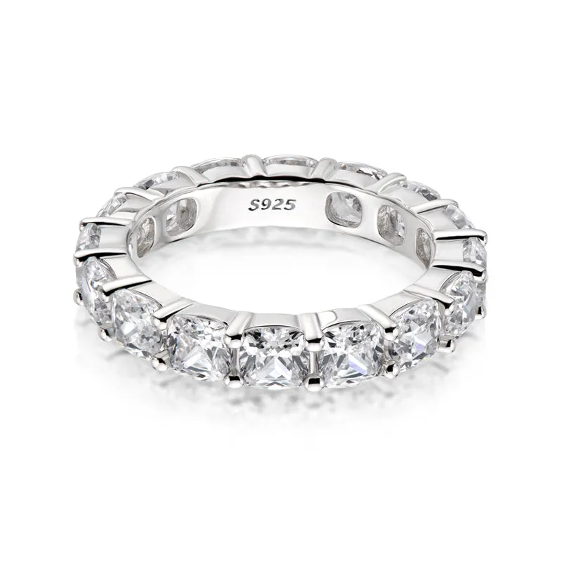 Cushion Cut Natural Moissanite Full Eternity Ring