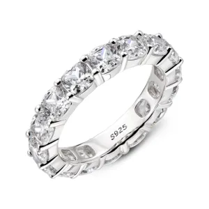 Cushion Cut Natural Moissanite Full Eternity Ring