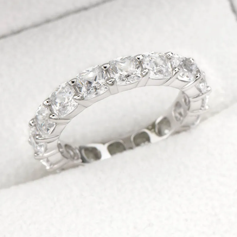 Cushion Cut Natural Moissanite Full Eternity Ring