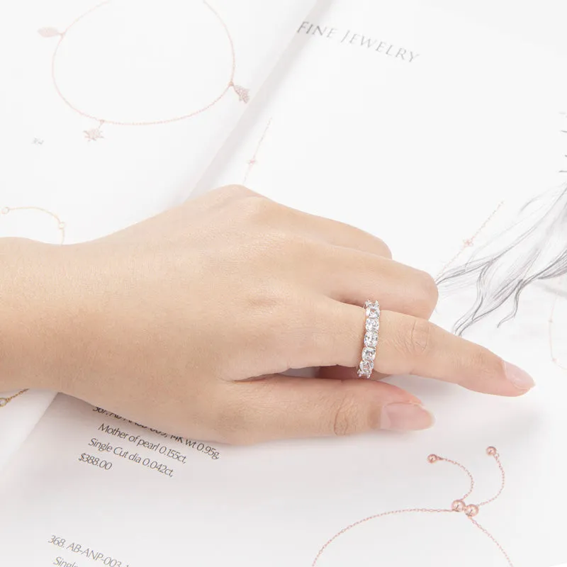 Cushion Cut Natural Moissanite Full Eternity Ring