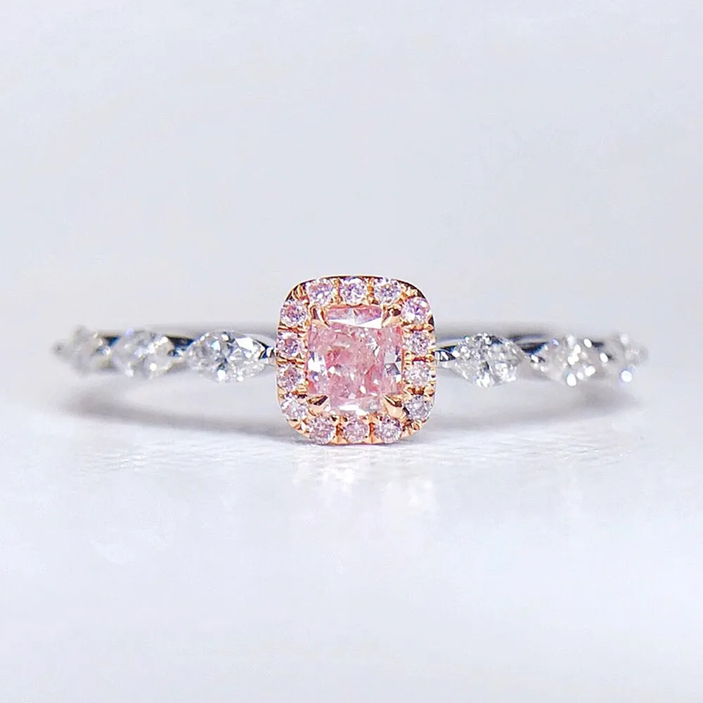 Cushion Cut Pink Diamond Engagement Ring