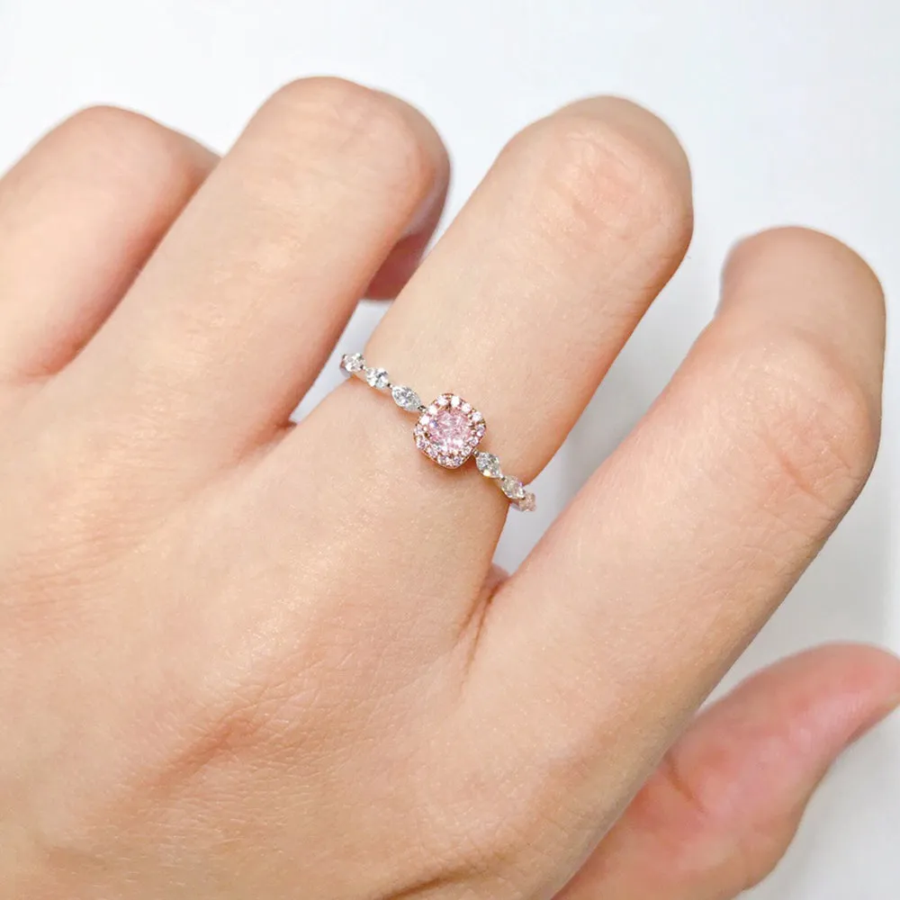 Cushion Cut Pink Diamond Engagement Ring