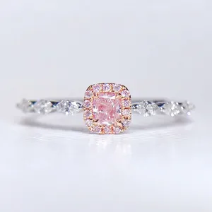 Cushion Cut Pink Diamond Engagement Ring