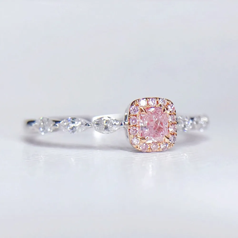 Cushion Cut Pink Diamond Engagement Ring
