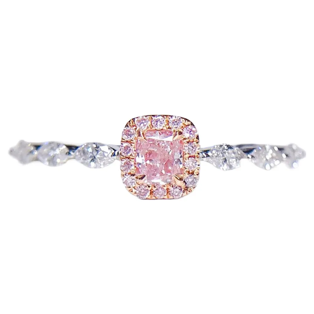 Cushion Cut Pink Diamond Engagement Ring