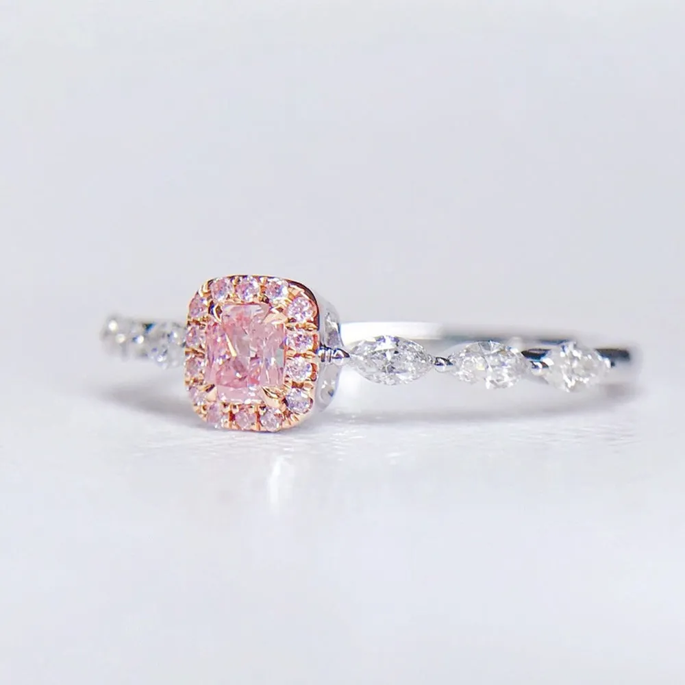 Cushion Cut Pink Diamond Engagement Ring