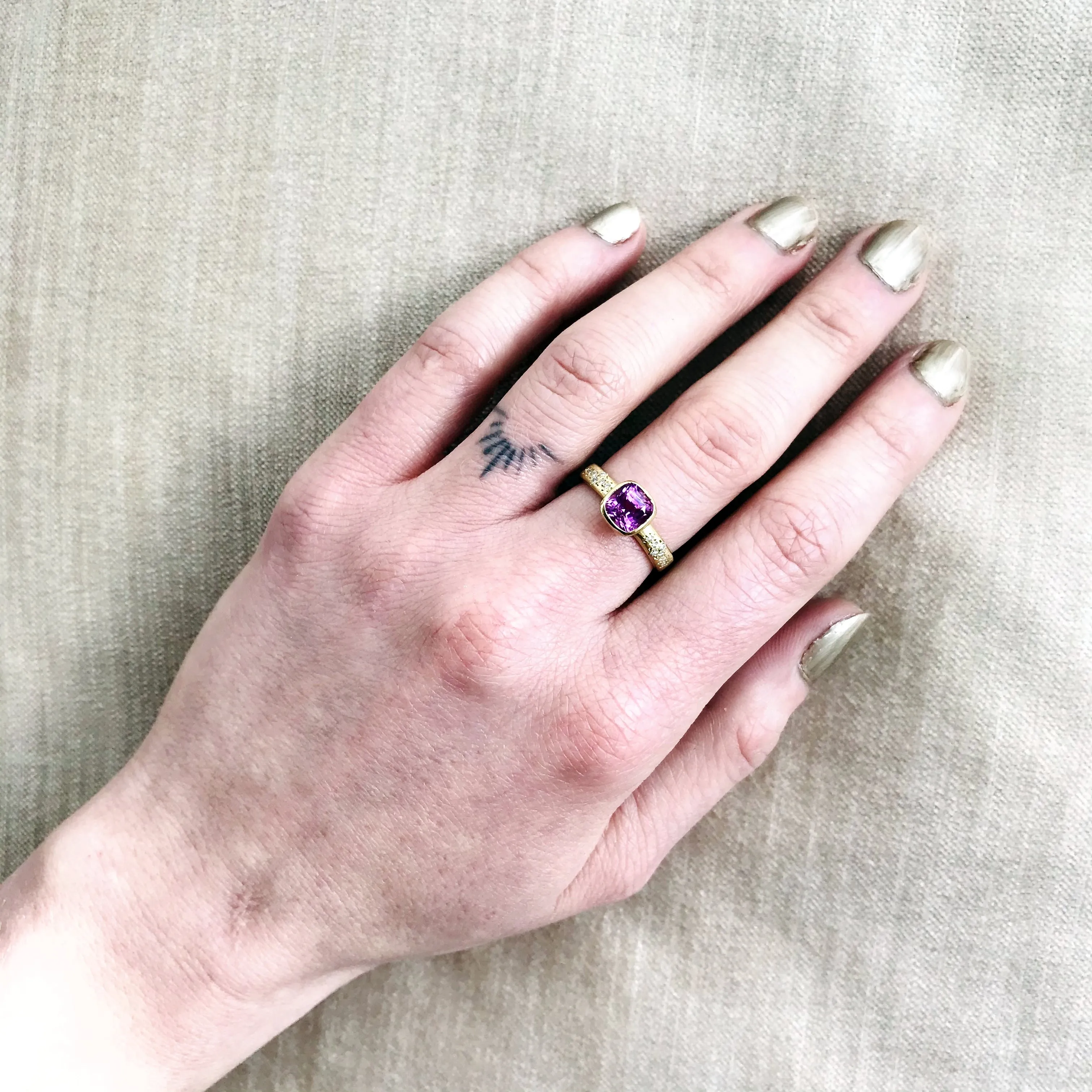 Cushion Cut Pink Sapphire Ring