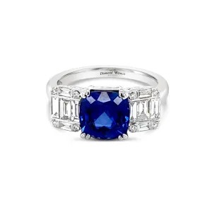 Cushion cut Sapphire & Diamonds "jennifer" Ring