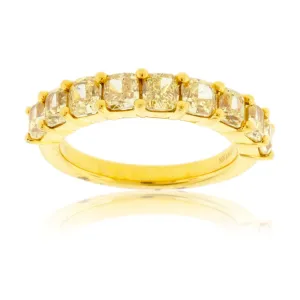 Cushion Cut Yellow Diamond Band