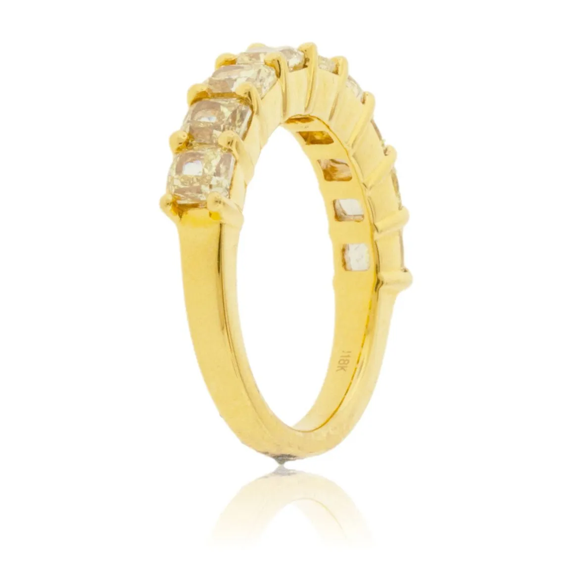 Cushion Cut Yellow Diamond Band