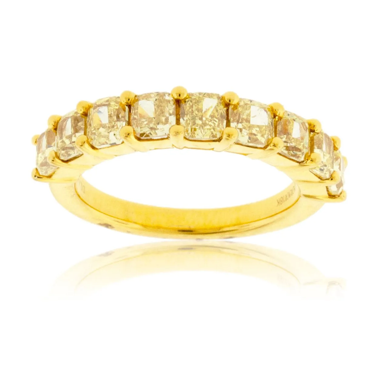 Cushion Cut Yellow Diamond Band