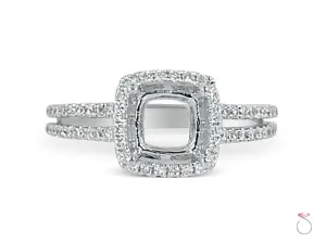 Cushion Diamond Halo Engagement Ring Setting in 18K