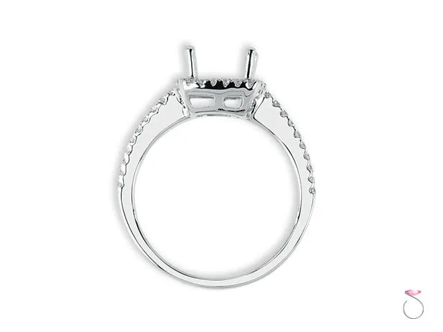 Cushion Diamond Halo Engagement Ring Setting in 18K