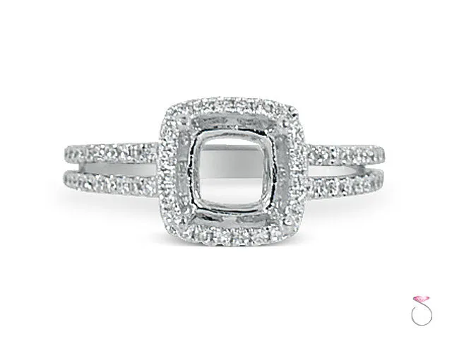 Cushion Diamond Halo Engagement Ring Setting in 18K