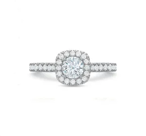 Cushion Halo Engagement Ring 1.00tw