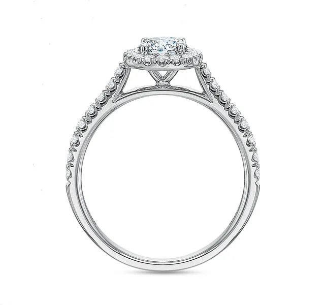 Cushion Halo Engagement Ring 1.00tw