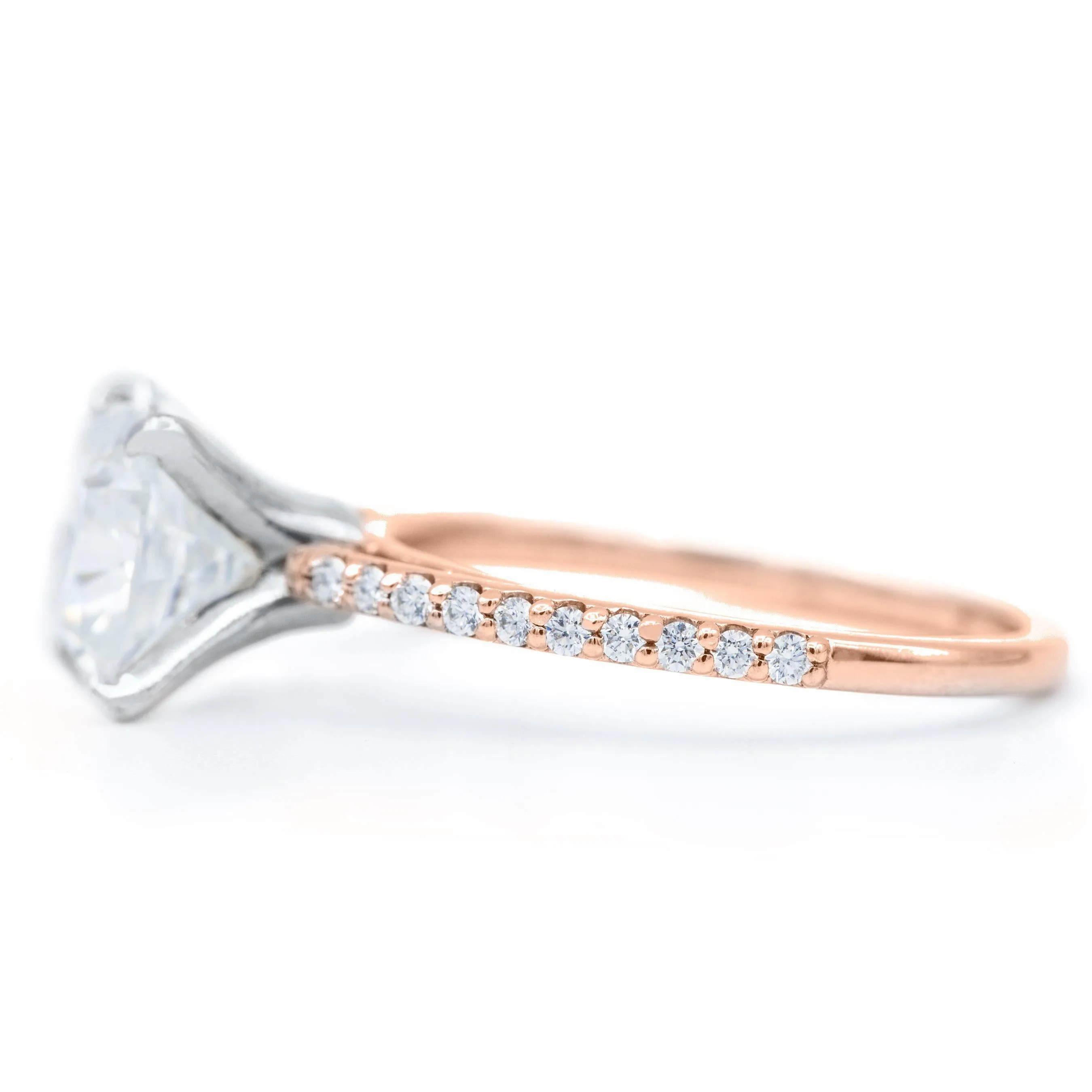 Cushion Moissanite 4 Prongs Diamond Accent Ice Cathedral Solitaire Ring