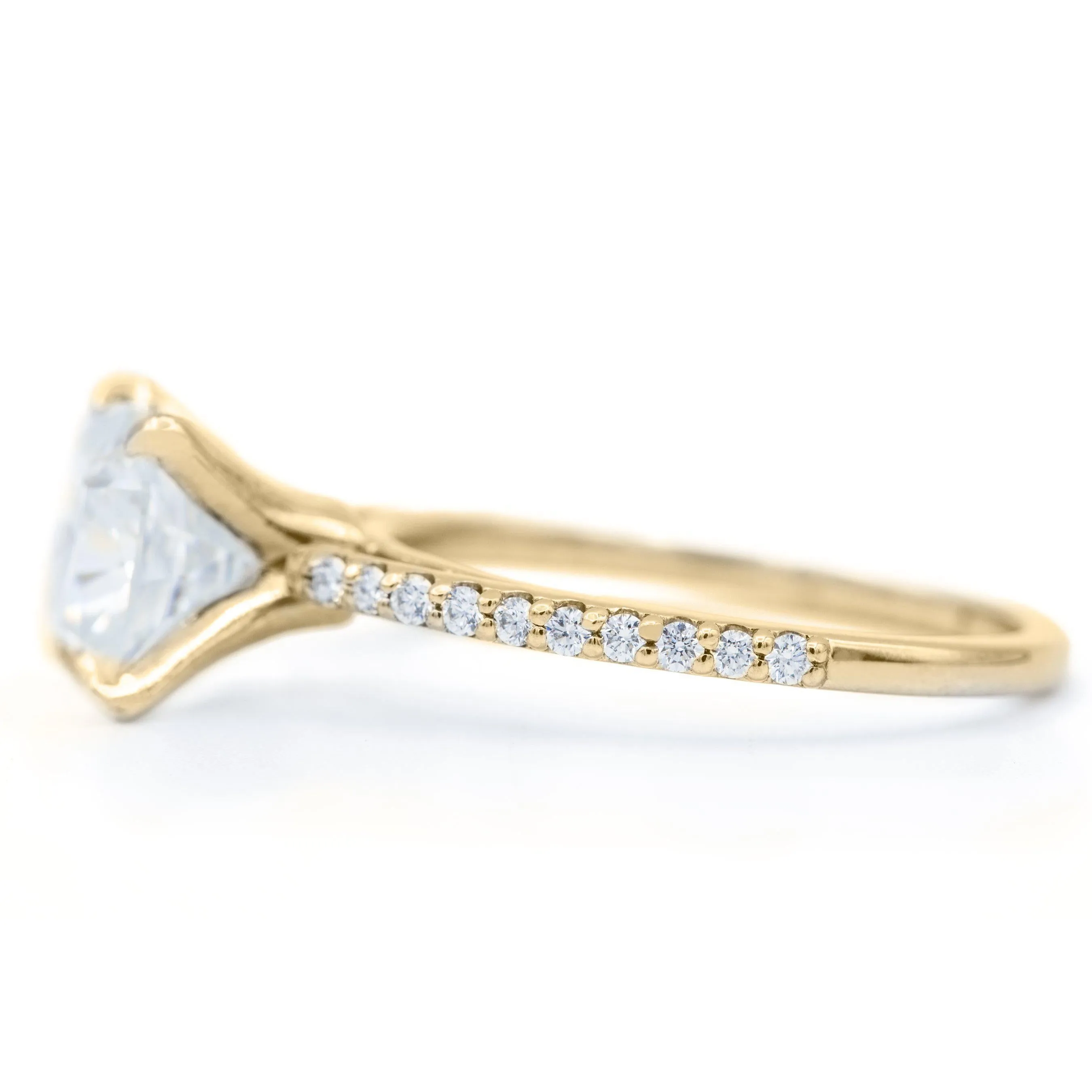 Cushion Moissanite 4 Prongs Diamond Accent Ice Cathedral Solitaire Ring