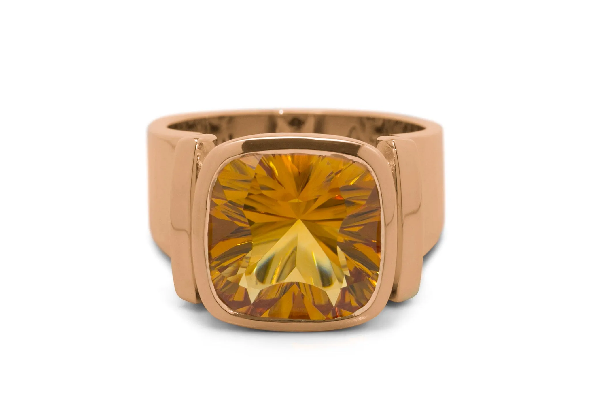 Cushion Optix Cut Gemstone Ring, Red Gold