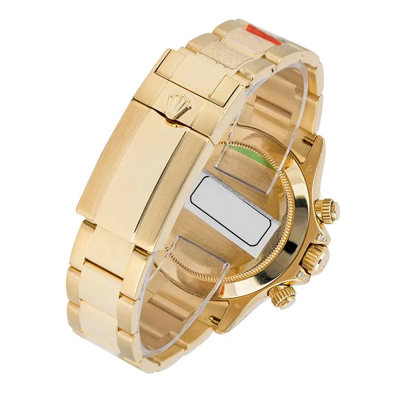 Custom Diamond Set Rolex Daytona 116508 Yellow Gold Custom Green Dial