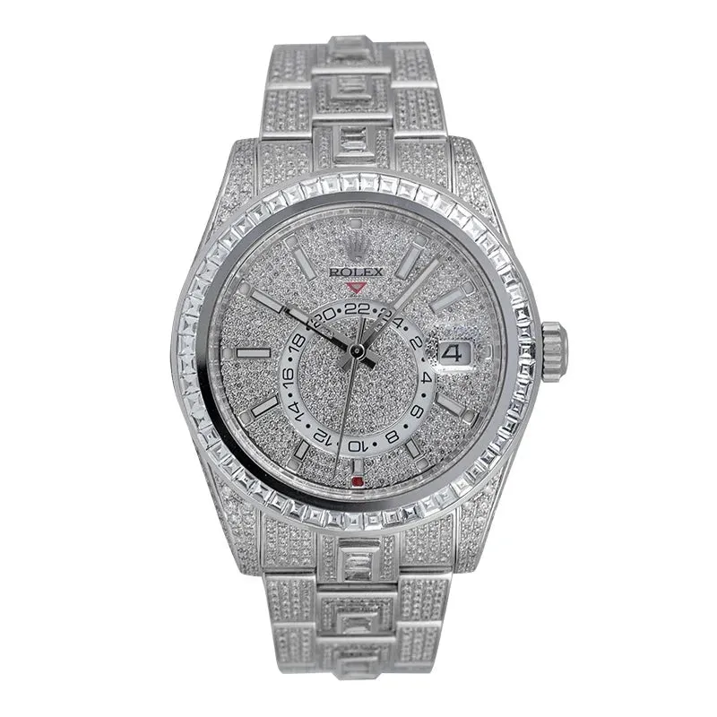 Custom Diamond Set Rolex Sky-Dweller Steel 326934 Watch