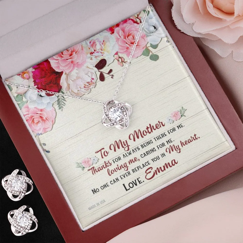 Custom No One Can Ever Replace You In My Heart Mothers Day Ideas 14k White Gold Interlocking Heart Pendant Necklace Jewelry Gifts For Mom Wife Grandma Auntie