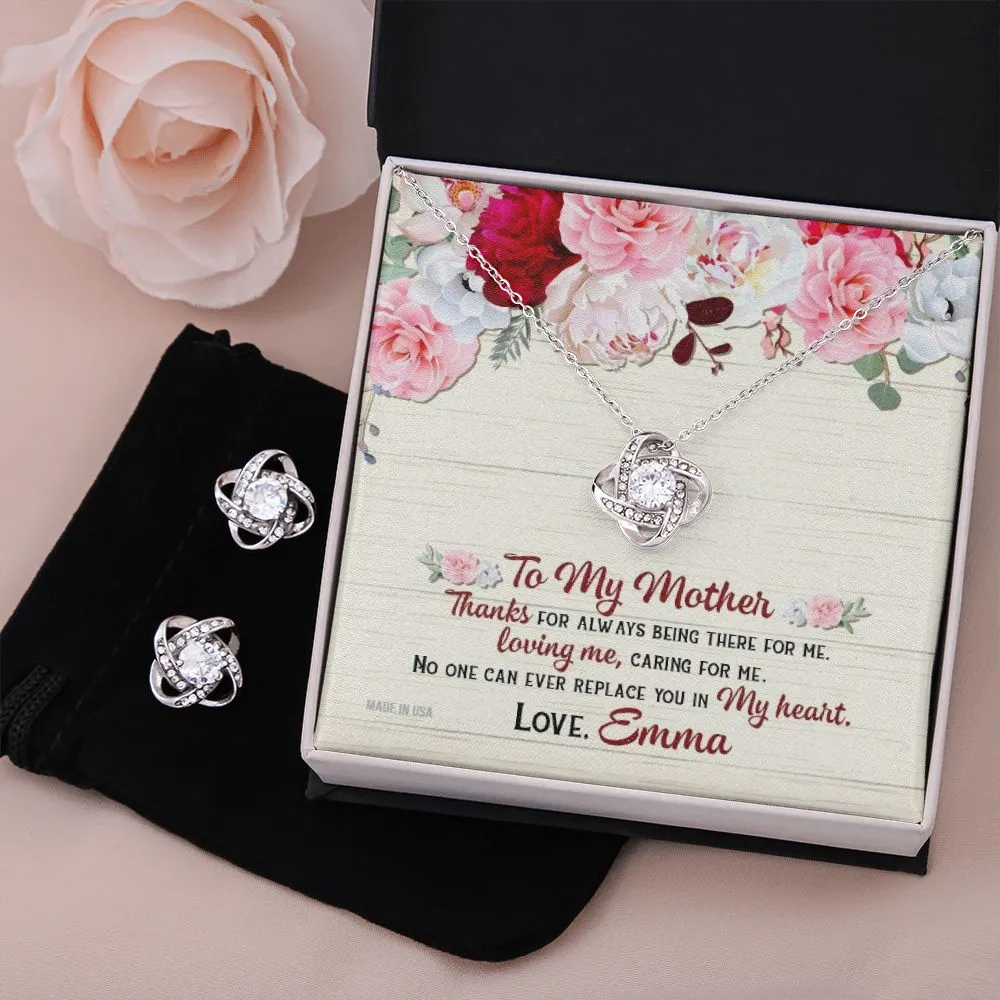 Custom No One Can Ever Replace You In My Heart Mothers Day Ideas 14k White Gold Interlocking Heart Pendant Necklace Jewelry Gifts For Mom Wife Grandma Auntie