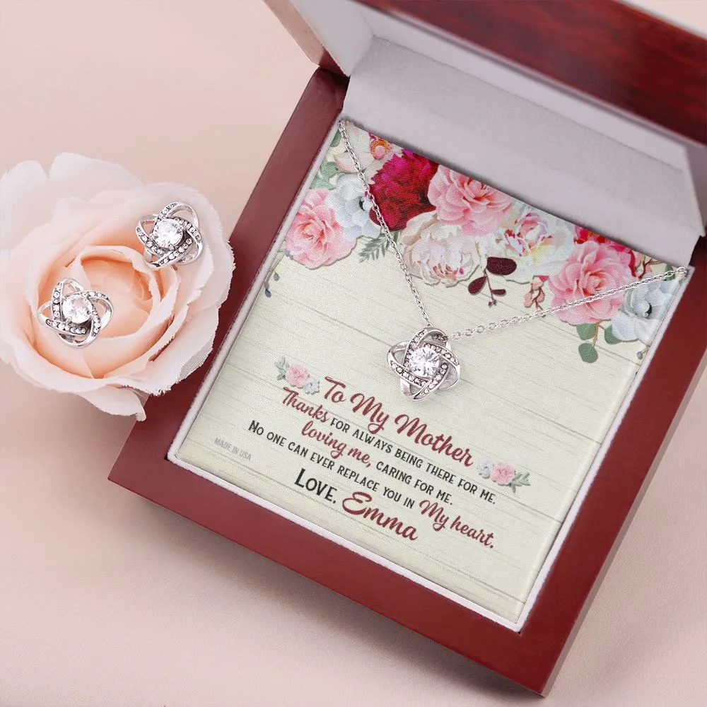 Custom No One Can Ever Replace You In My Heart Mothers Day Ideas 14k White Gold Interlocking Heart Pendant Necklace Jewelry Gifts For Mom Wife Grandma Auntie