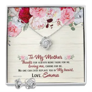 Custom No One Can Ever Replace You In My Heart Mothers Day Ideas 14k White Gold Interlocking Heart Pendant Necklace Jewelry Gifts For Mom Wife Grandma Auntie