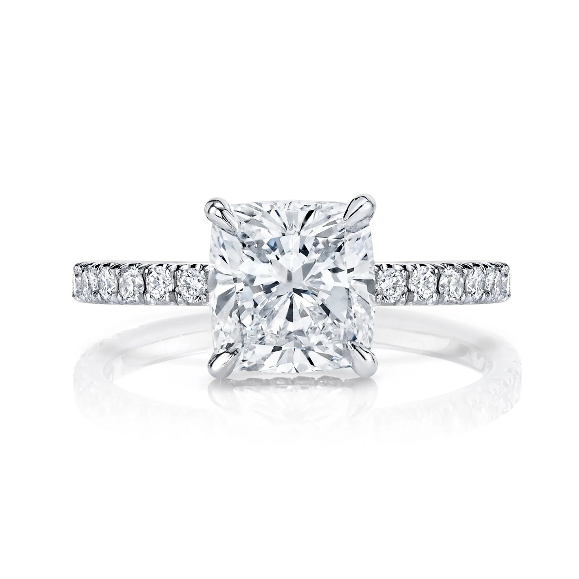 Custom White Gold Cushion Cut Diamond Engagement Ring