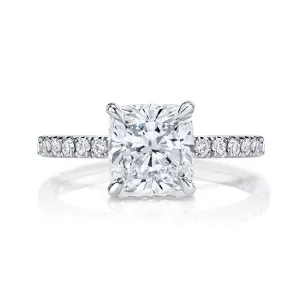 Custom White Gold Cushion Cut Diamond Engagement Ring