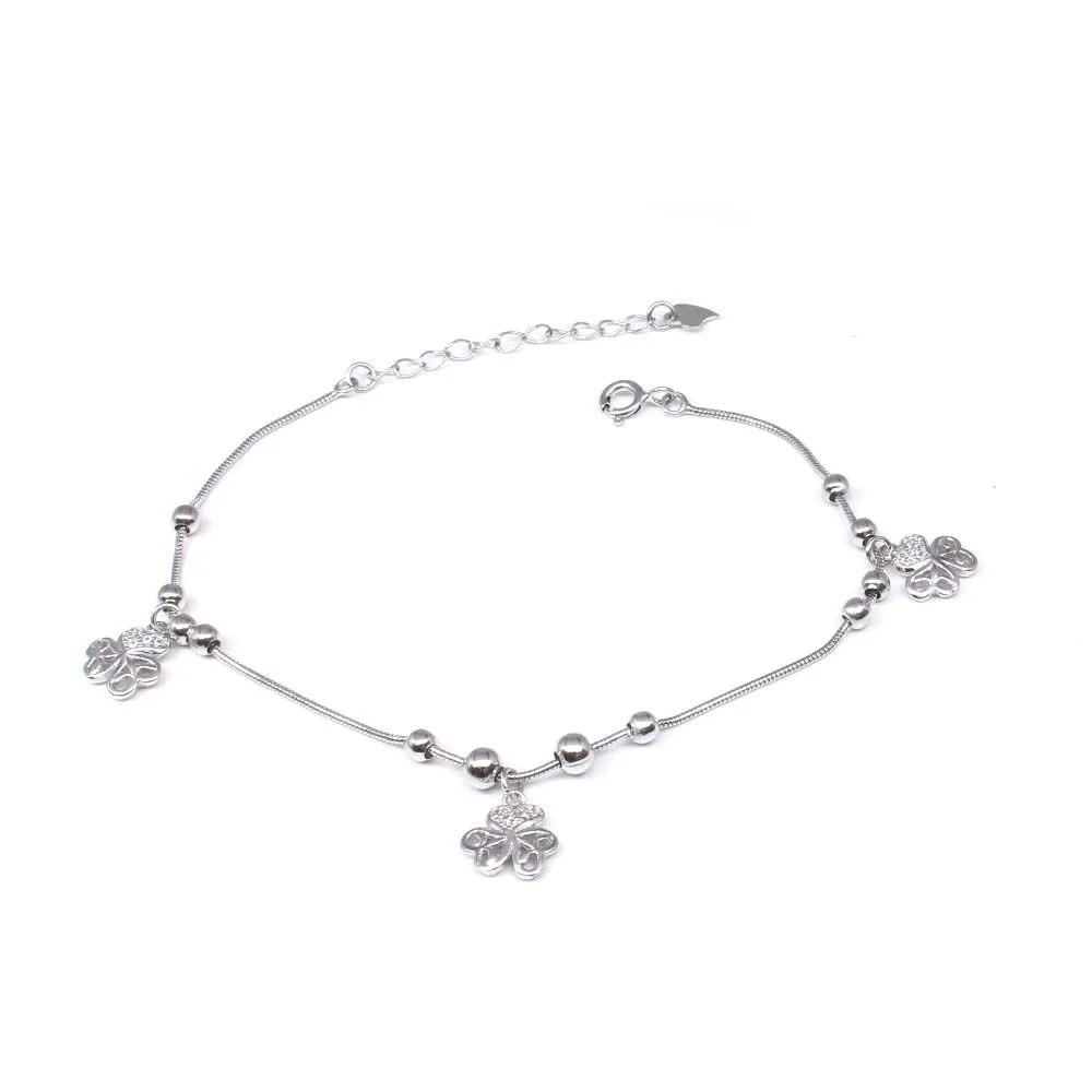 Cute CZ 925 Sterling Silver Bracelet for Girls in platinum finish