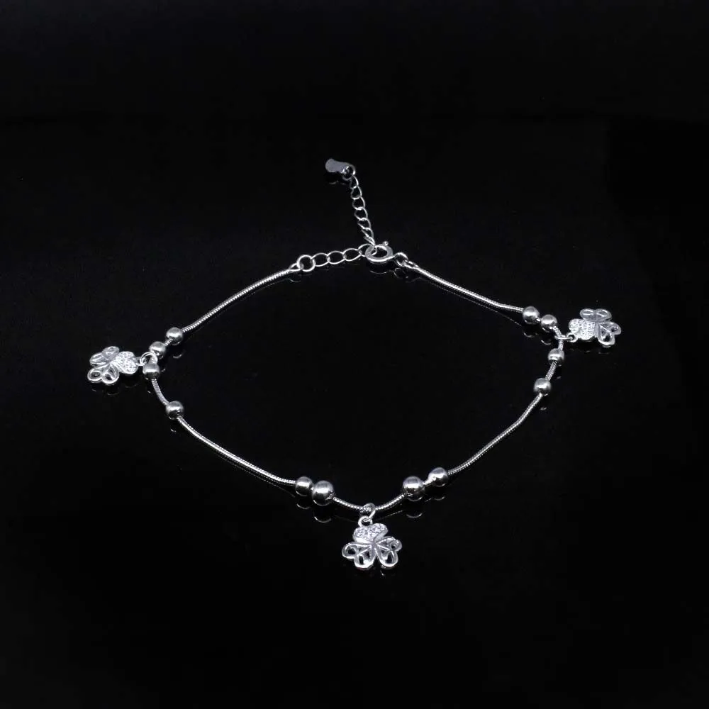 Cute CZ 925 Sterling Silver Bracelet for Girls in platinum finish