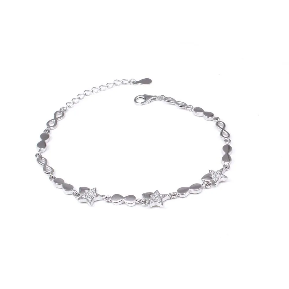 CZ 925 Sterling Silver Bracelet for Girls in platinum finish