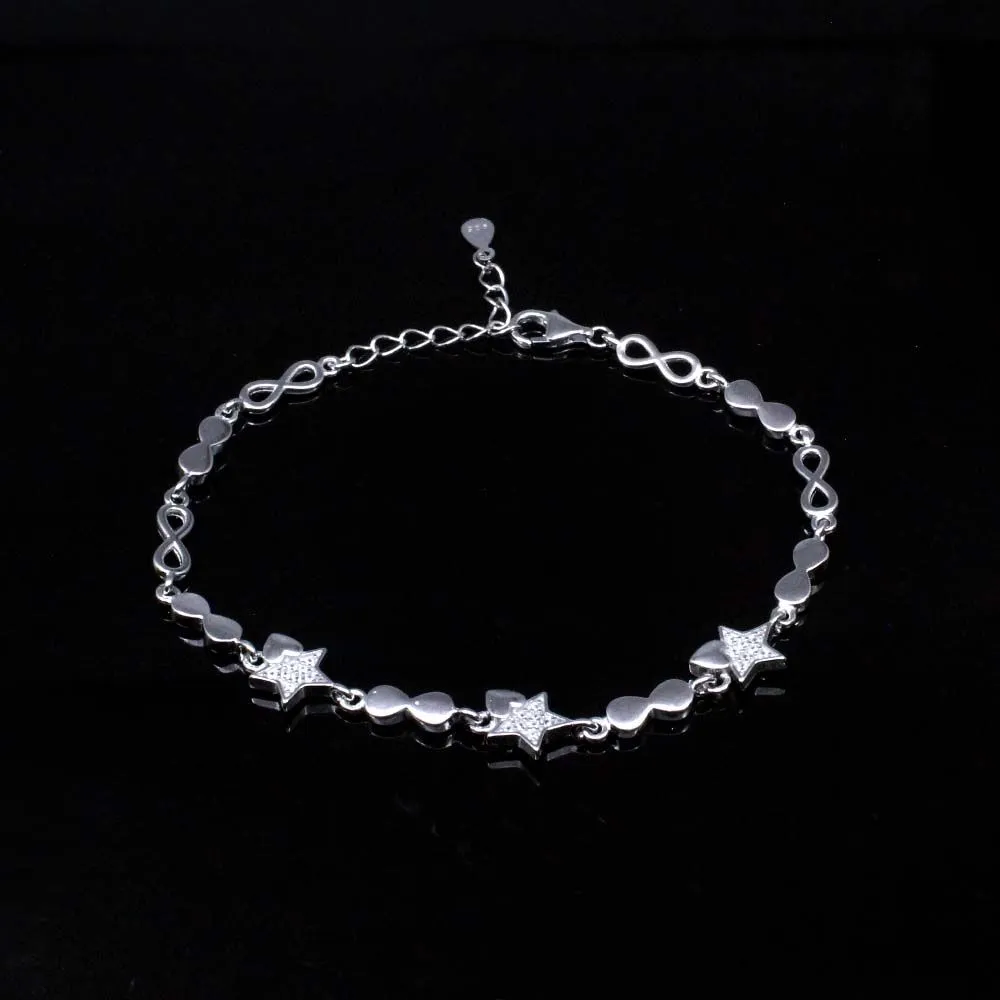 CZ 925 Sterling Silver Bracelet for Girls in platinum finish