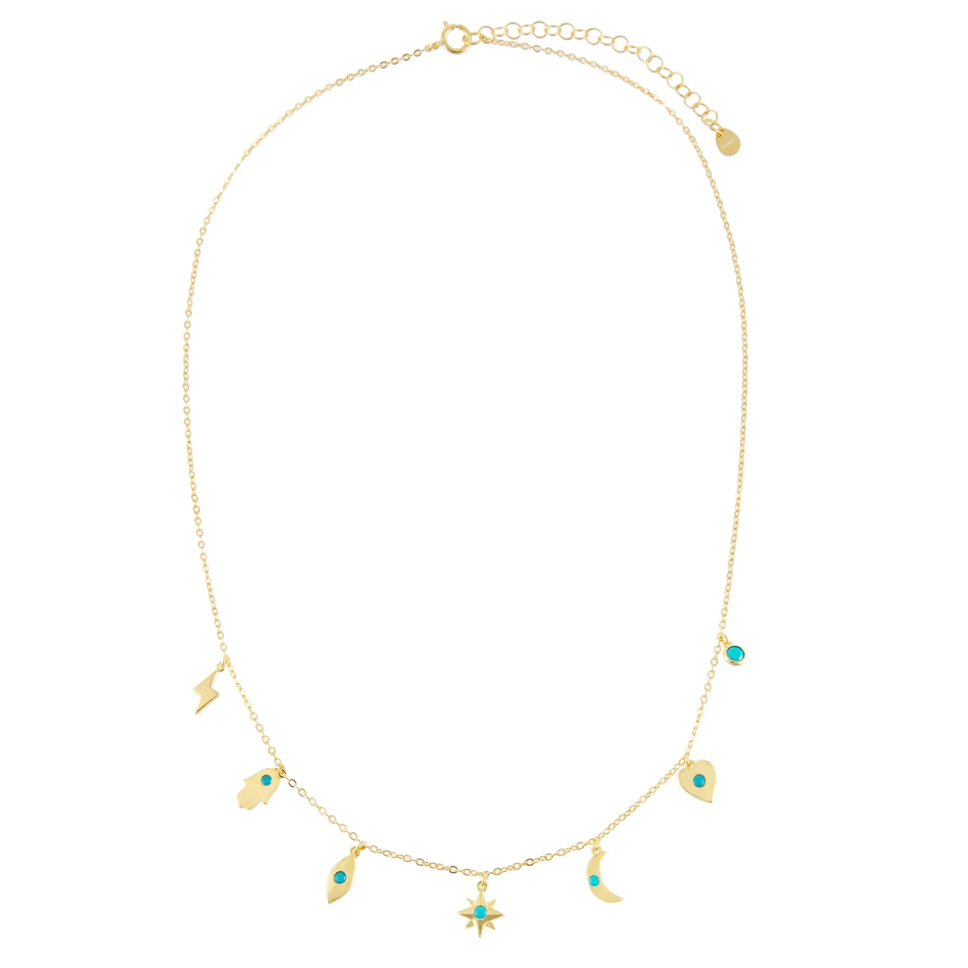 CZ Turquoise Charms Necklace