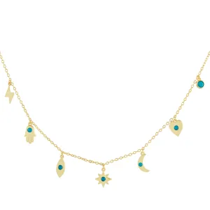 CZ Turquoise Charms Necklace