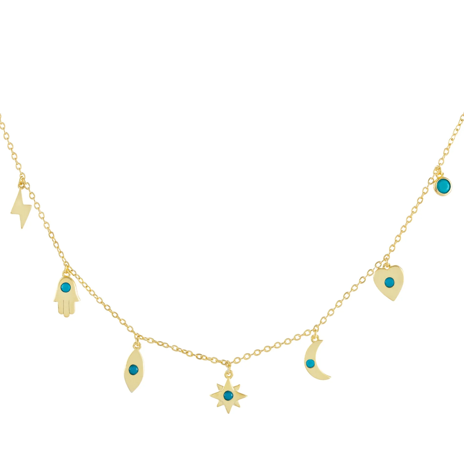 CZ Turquoise Charms Necklace