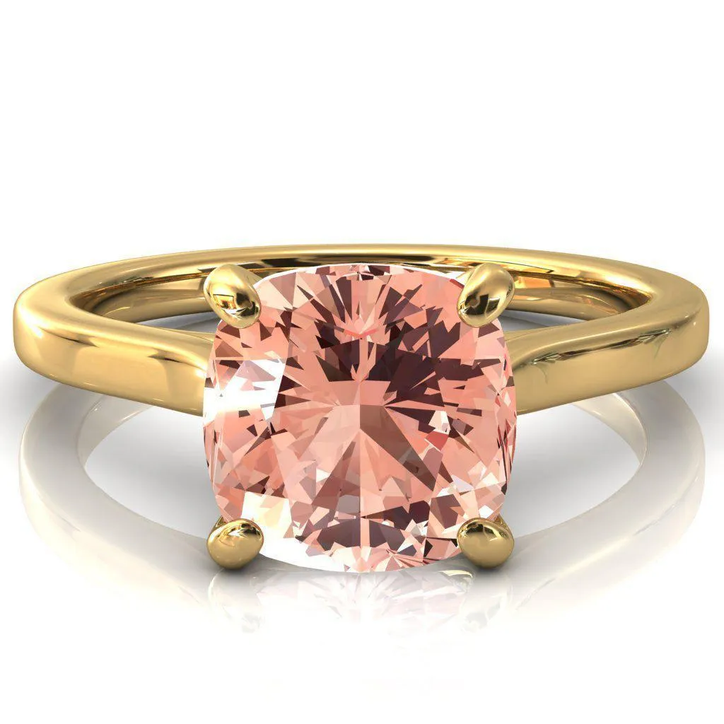 Darci Cushion Champagne Sapphire 4 Prong Cathedral Solitaire Engagement Ring