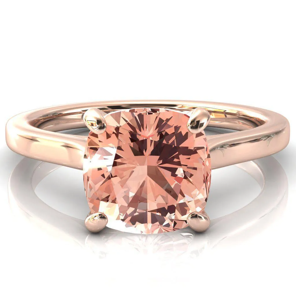 Darci Cushion Champagne Sapphire 4 Prong Cathedral Solitaire Engagement Ring