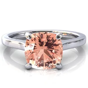 Darci Cushion Champagne Sapphire 4 Prong Cathedral Solitaire Engagement Ring