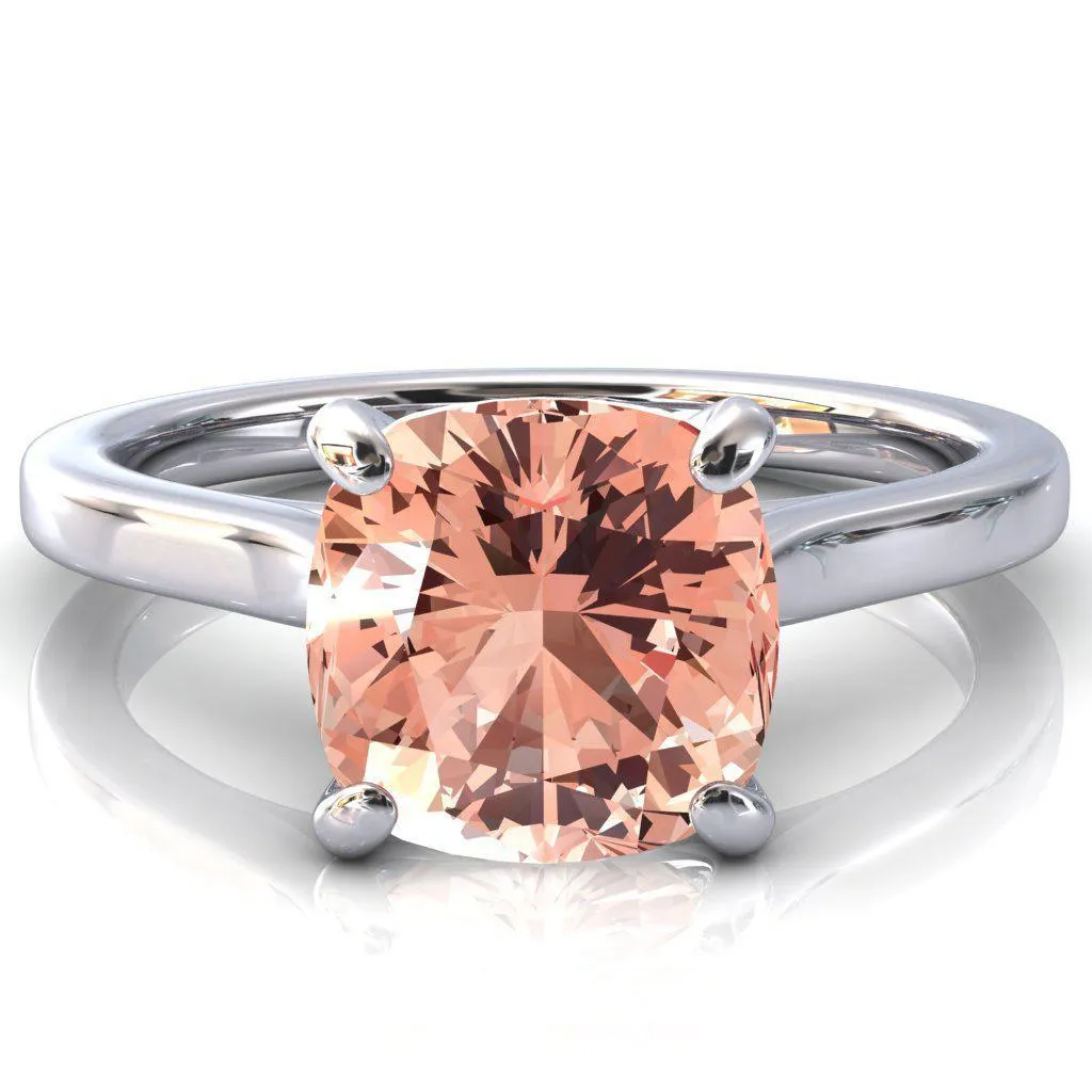 Darci Cushion Champagne Sapphire 4 Prong Cathedral Solitaire Engagement Ring