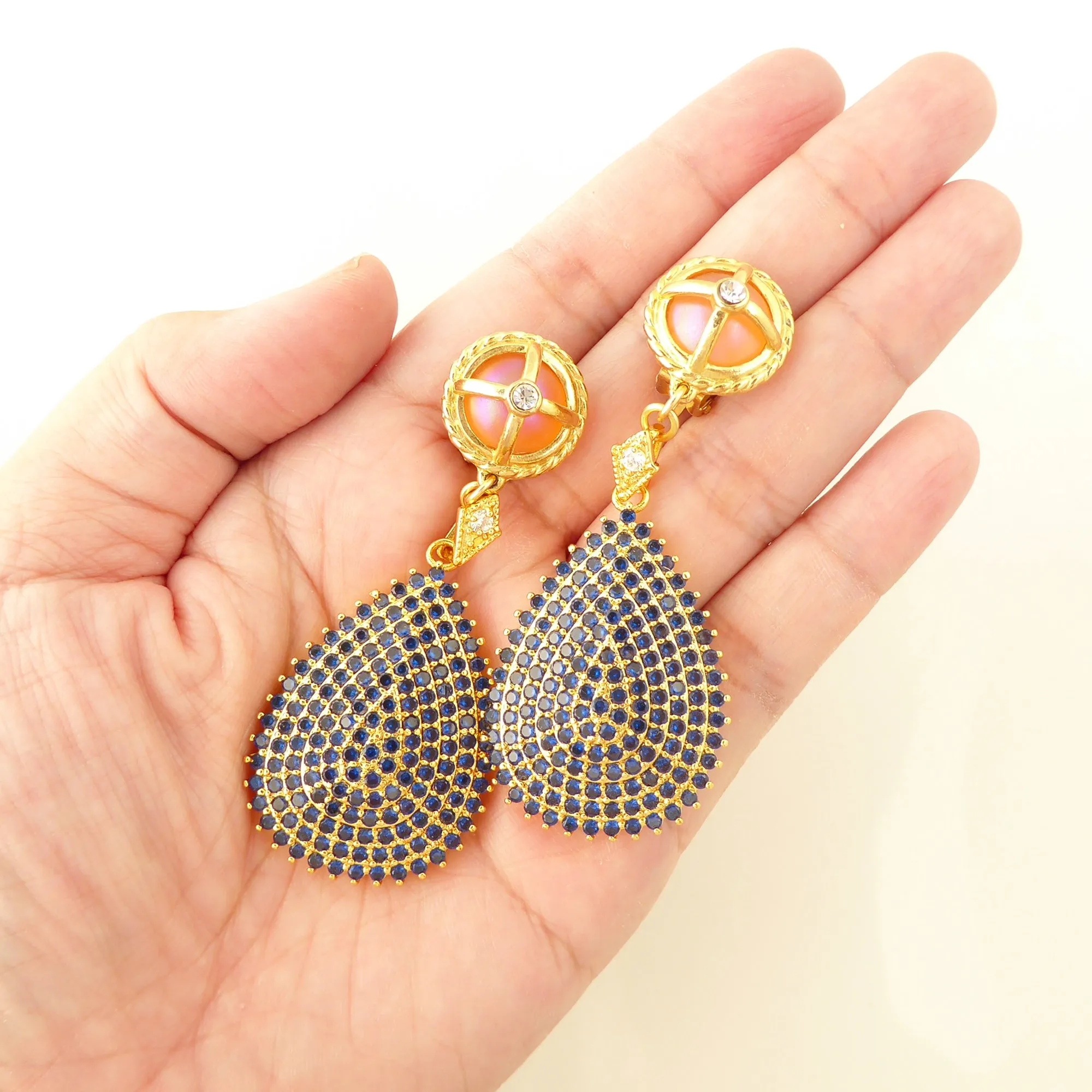 Dark blue teardrop earrings