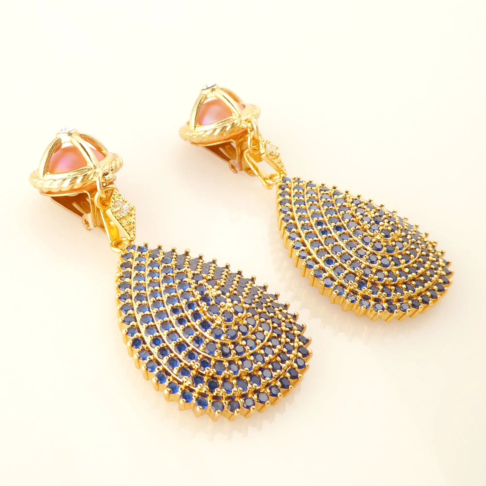 Dark blue teardrop earrings