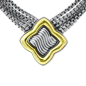 David Yurman Estate 18k Gold and Sterling Silver Quatrefoil Necklace